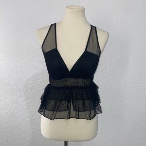 ZARA BLACK MESH TOP - SMALL